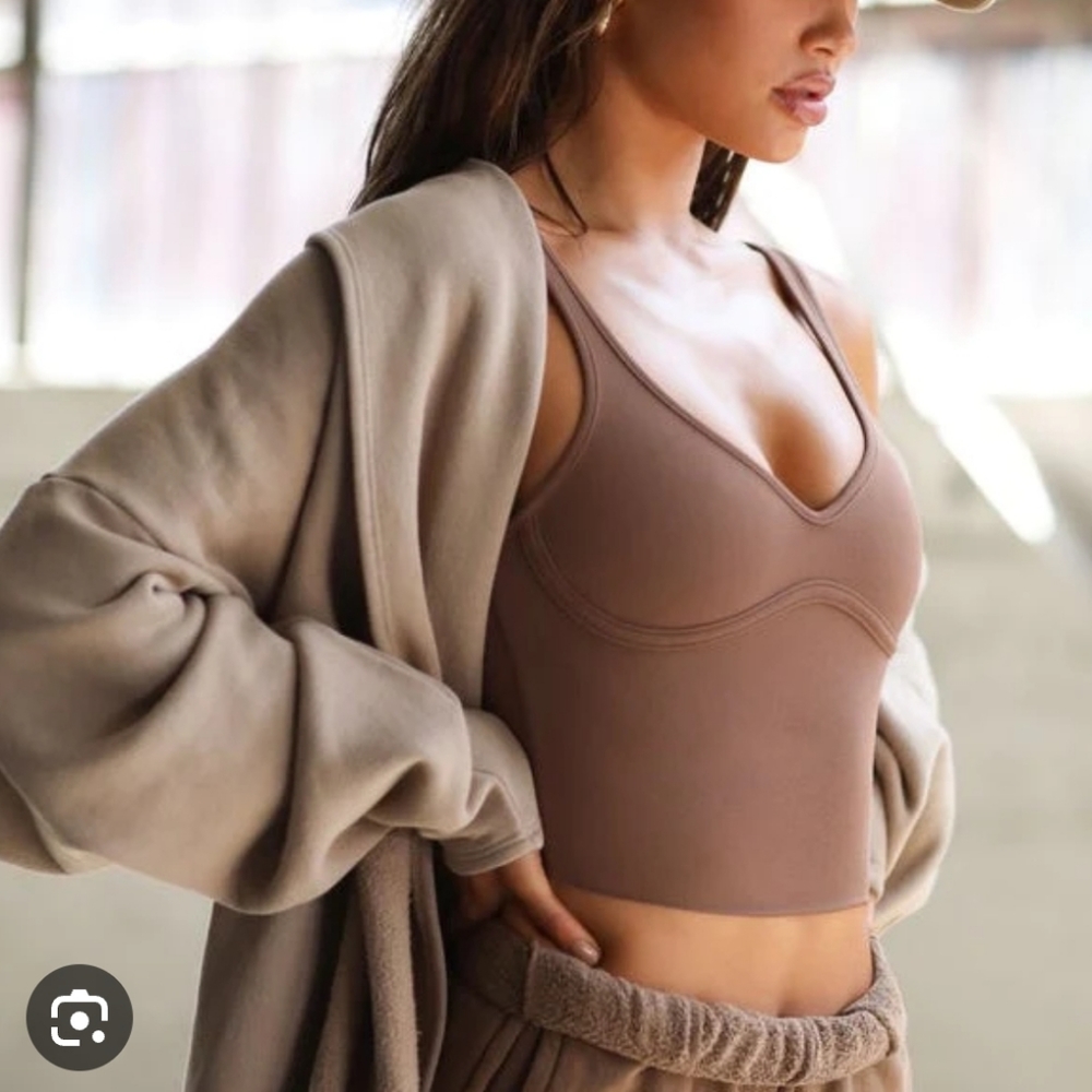 Joah Brown Contour Crop Tank- Brown S/M